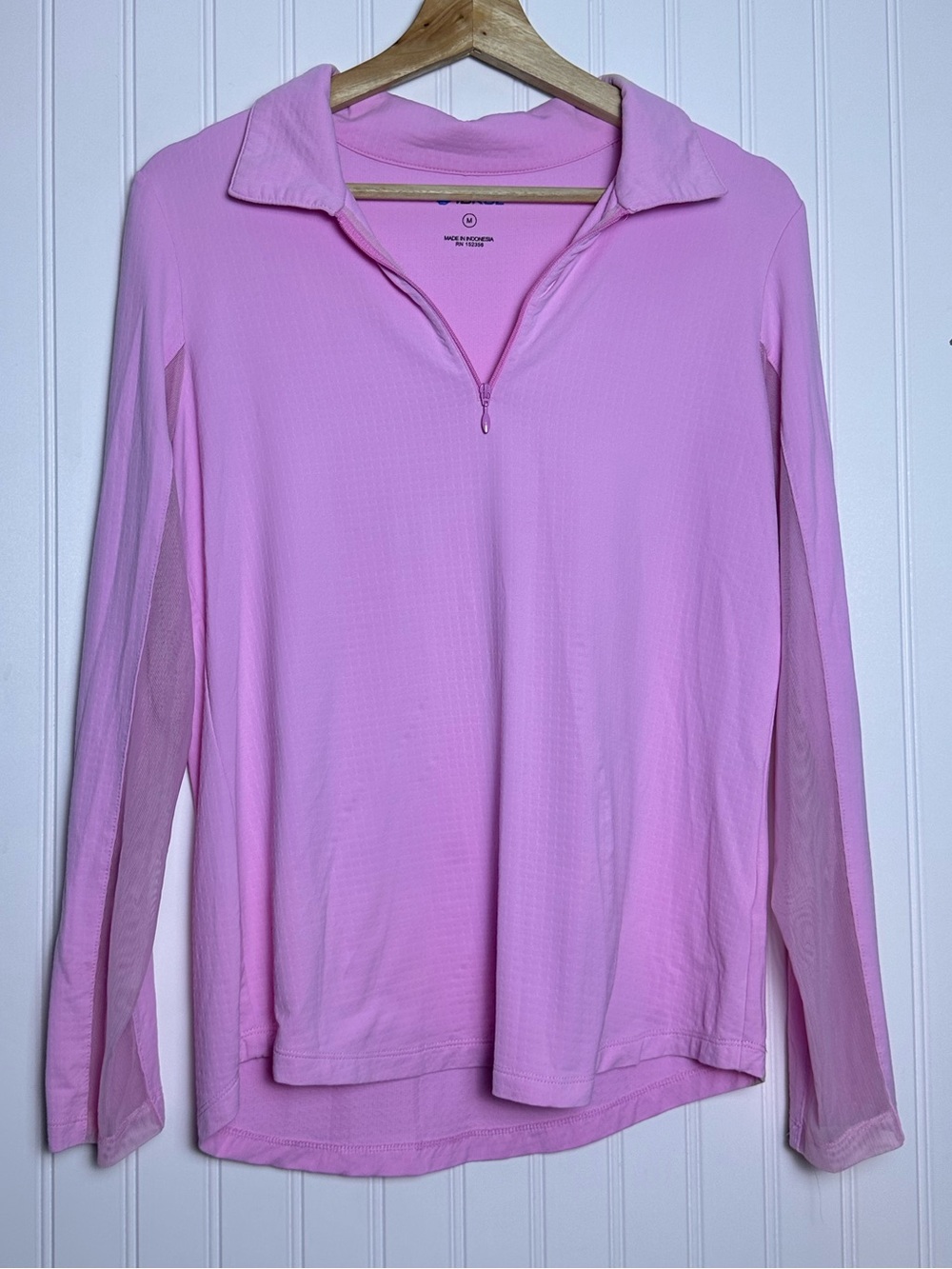 IBKUL Womens Long Sleeve Mock Solid Top in Candy Pink Outdoors UPF 50+ - Picture 5 of 9